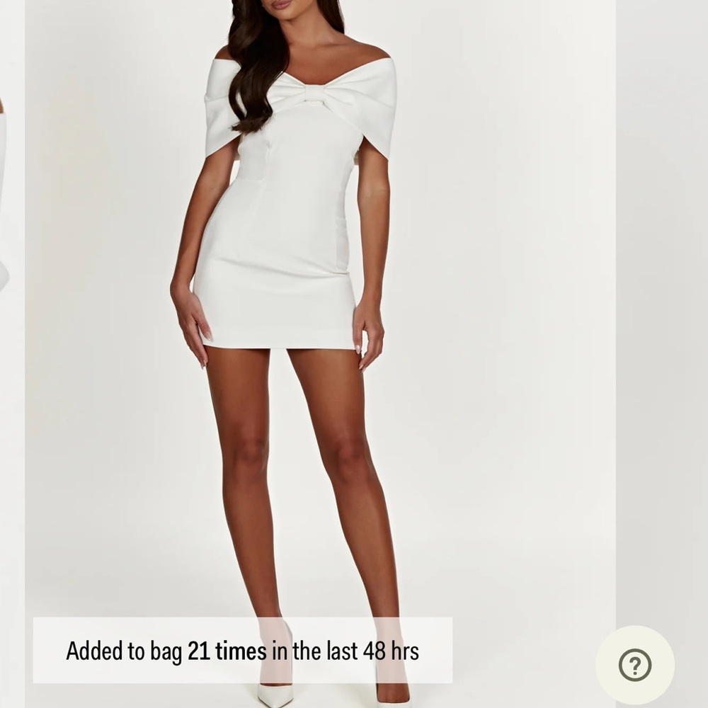 Meshki White Off-Shoulder Bow Mini Dress - Picture 6 of 7